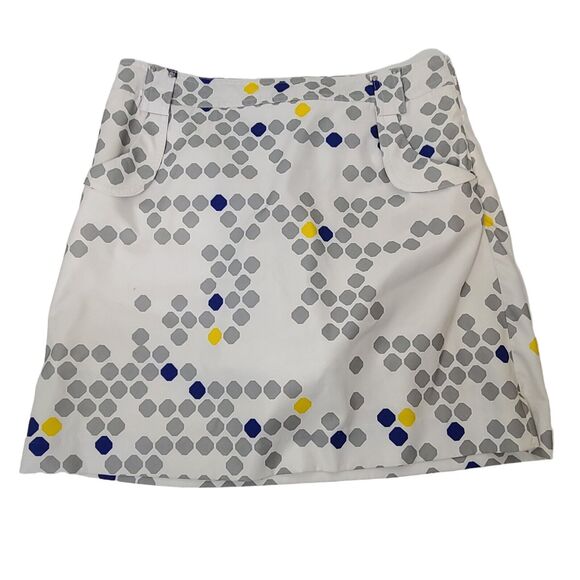 NVO by Lanctot Women's Skirt Size 6 White Grey Geometric Golf Tennis Side Zipper - Picture 1 of 11